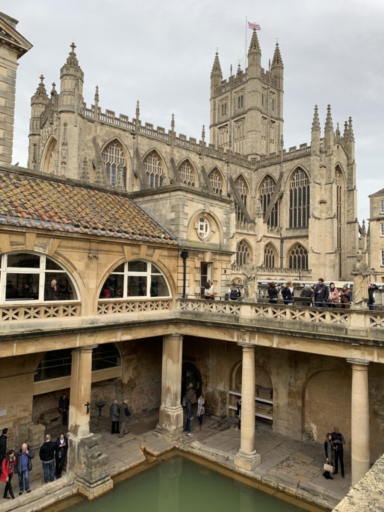 Roman Baths, Bath Abbey, Bath, England, UK