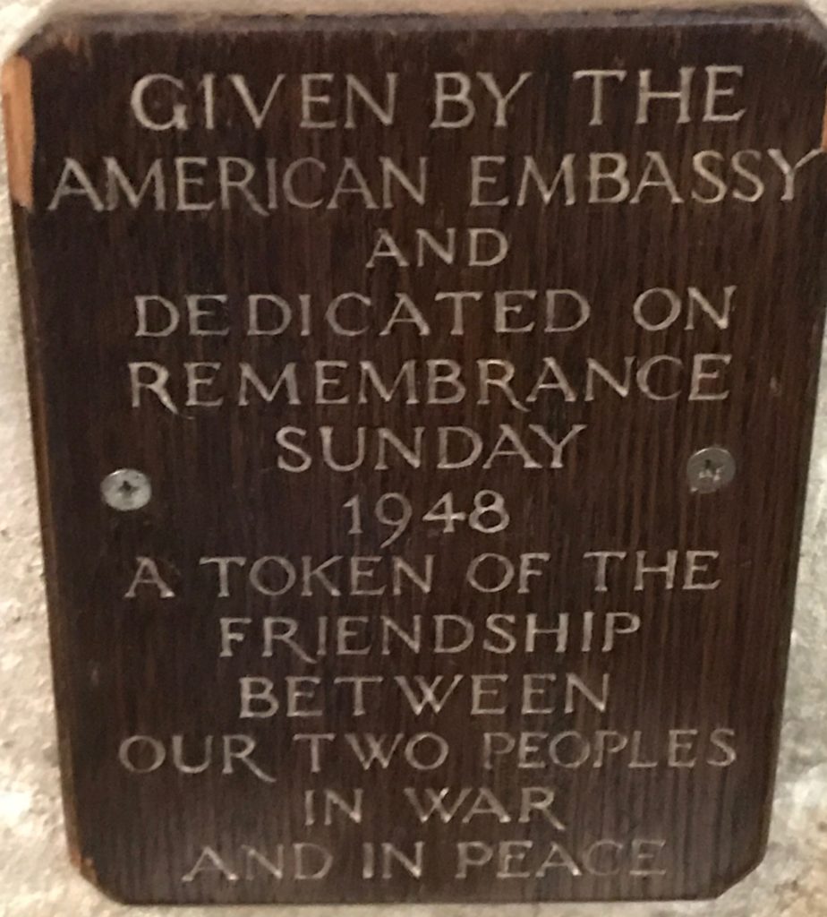 US flag plaque in Bath Abbey